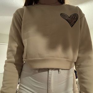 Tan Cropped Sweatshirt